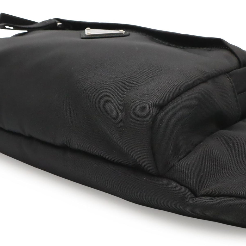 Prada Triangle Logo Waist Bag Pouch Hip Nylon Nero Black Silver — view 3