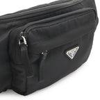 Prada Triangle Logo Waist Bag Pouch Hip Nylon Nero Black Silver — view 6