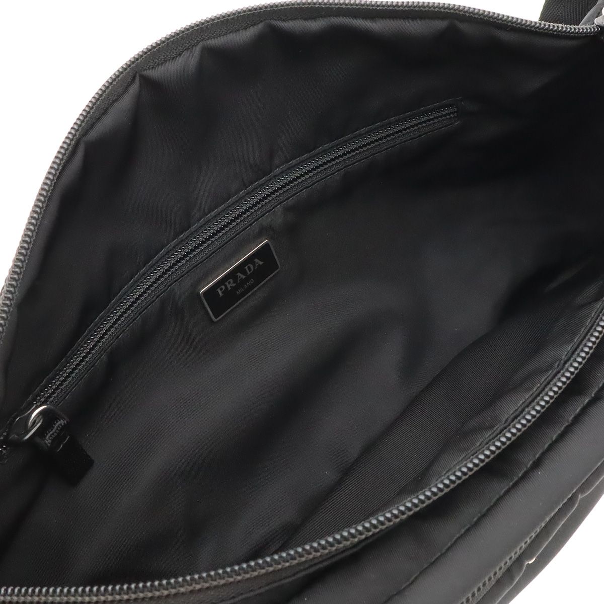 Prada Triangle Logo Waist Bag Pouch Hip Nylon Nero Black Silver — view 5