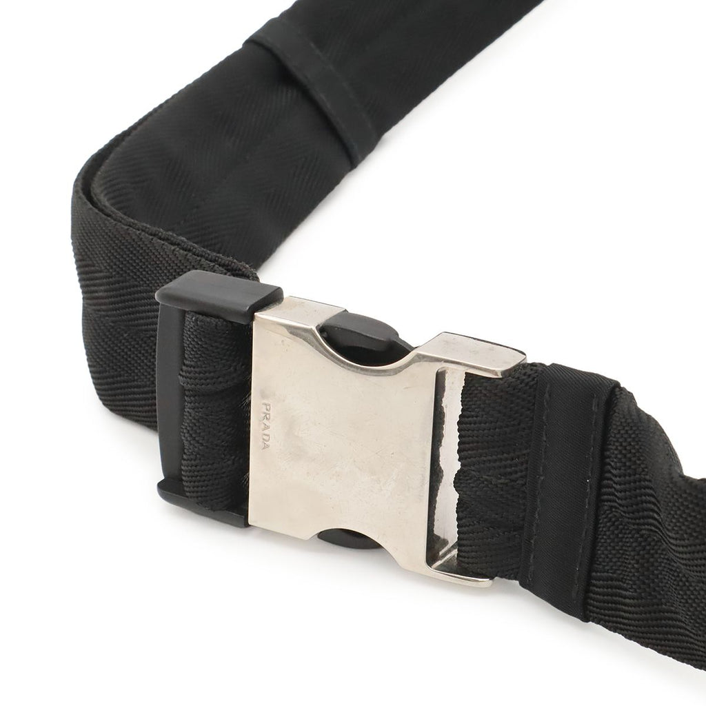 Prada Triangle Logo Waist Bag Pouch Hip Nylon Nero Black Silver — view 7