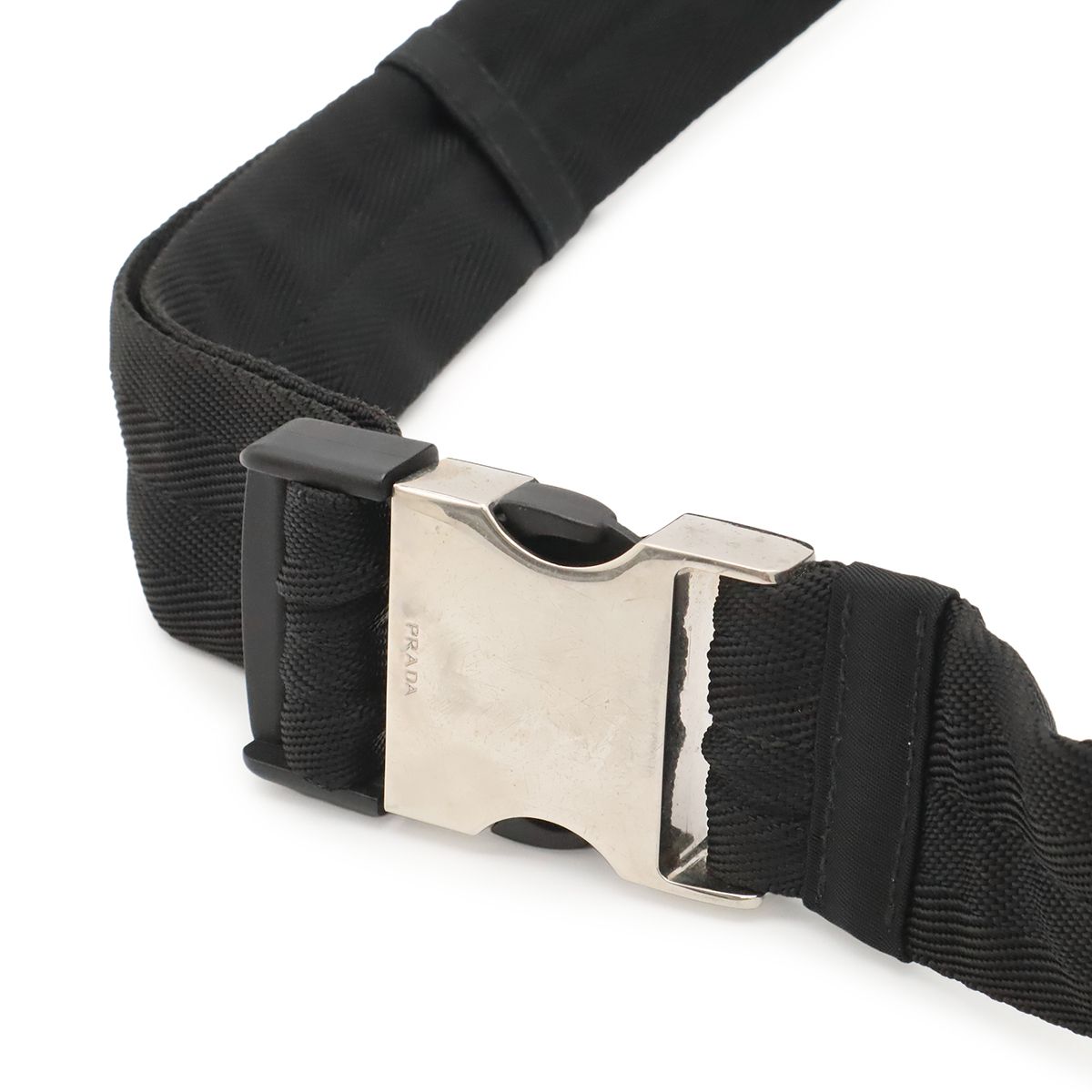 Prada Triangle Logo Waist Bag Pouch Hip Nylon Nero Black Silver — view 7