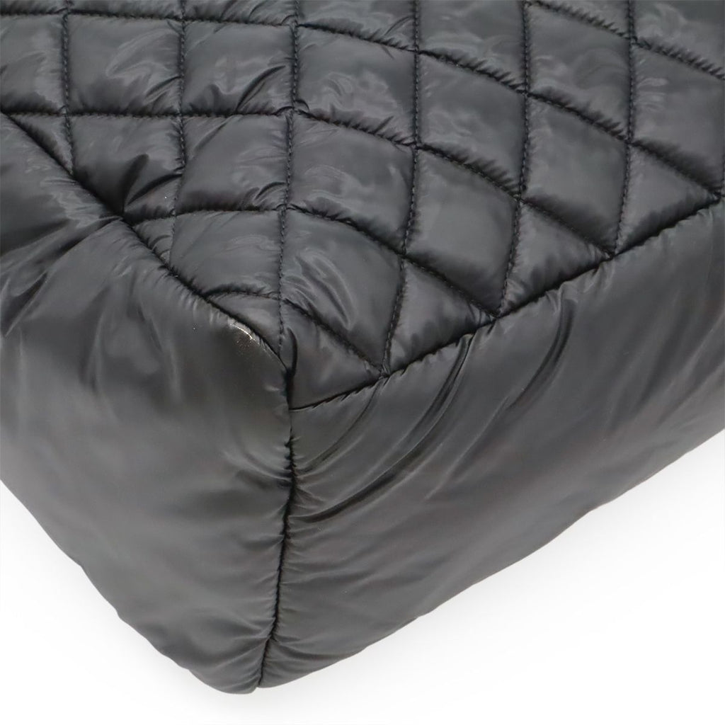 Chanel Coco Cocoon Tote Quilted Nylon Leather Black Silver — view 3