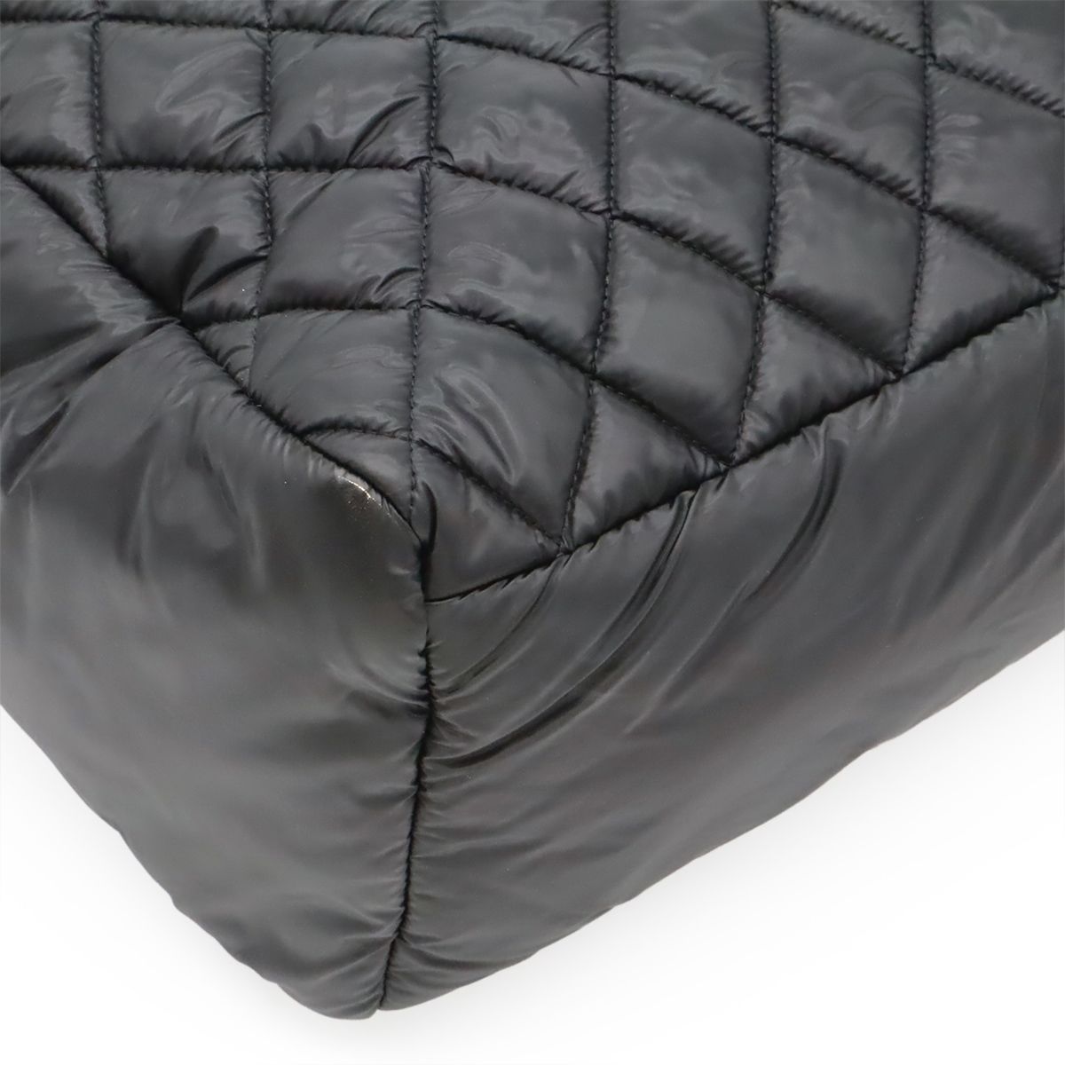 Chanel Coco Cocoon Tote Quilted Nylon Leather Black Silver — view 3