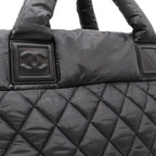 Chanel Coco Cocoon Tote Quilted Nylon Leather Black Silver — view 7