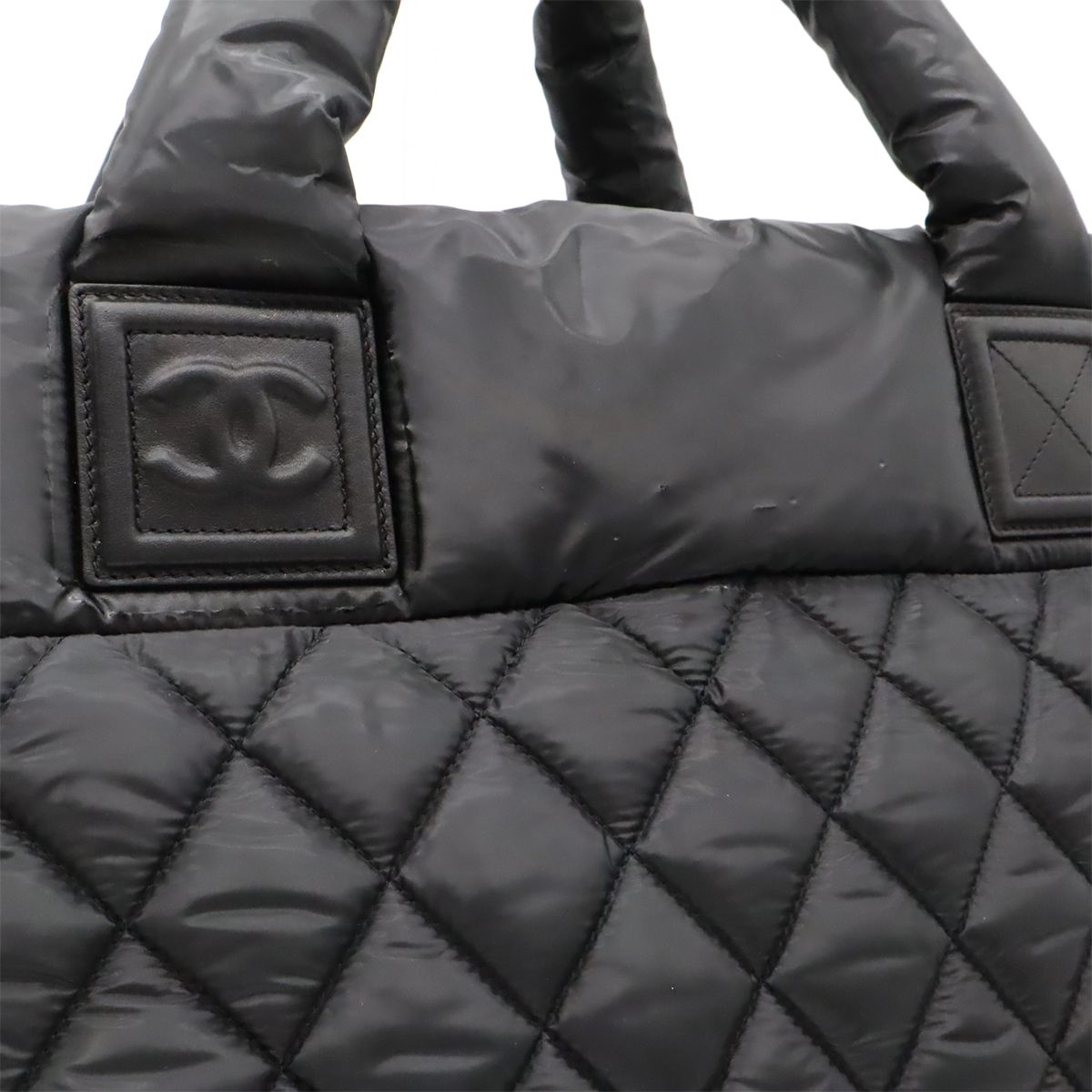 Chanel Coco Cocoon Tote Quilted Nylon Leather Black Silver — view 7