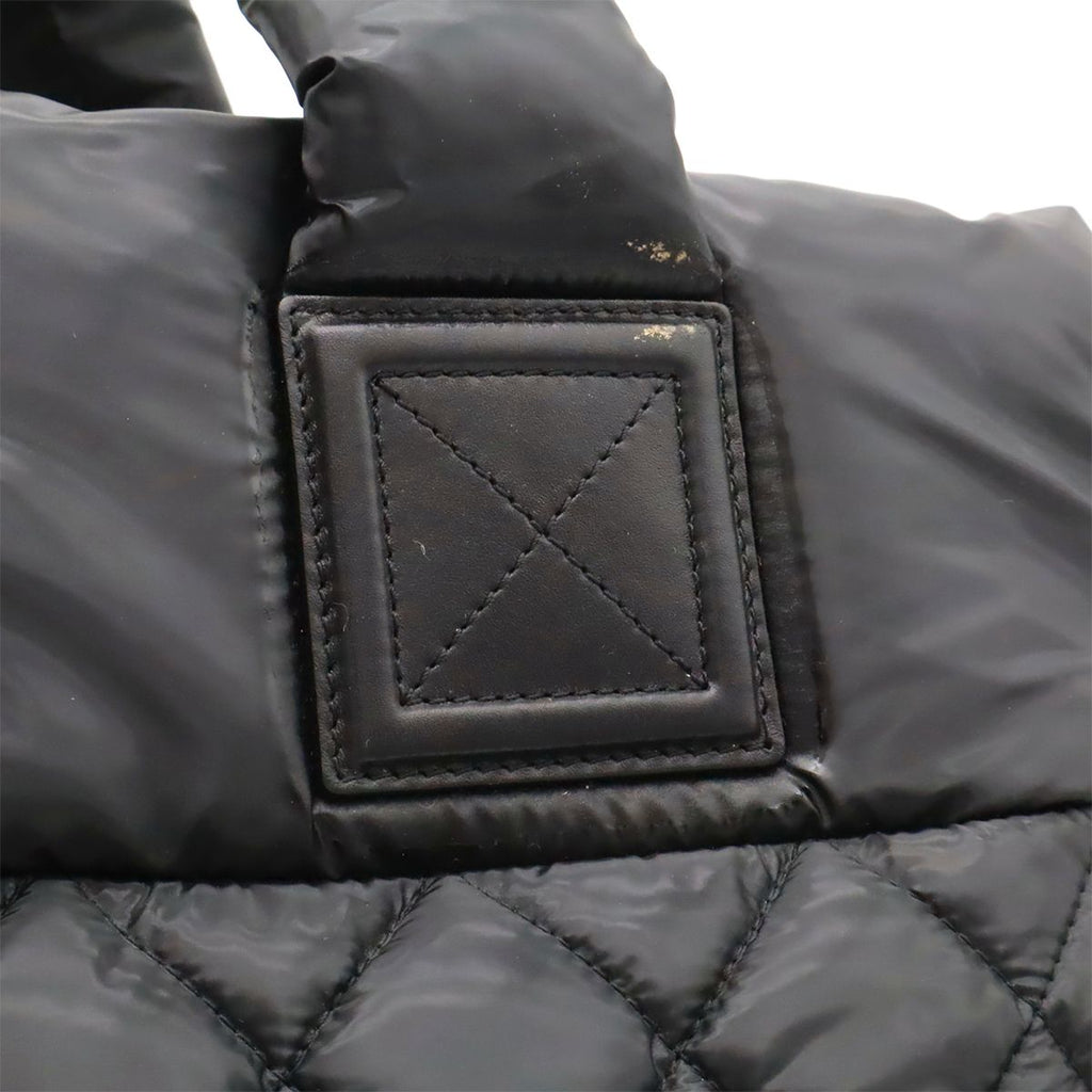 Chanel Coco Cocoon Tote Quilted Nylon Leather Black Silver — view 8