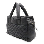 Chanel Coco Cocoon Tote Quilted Nylon Leather Black Silver — view 2