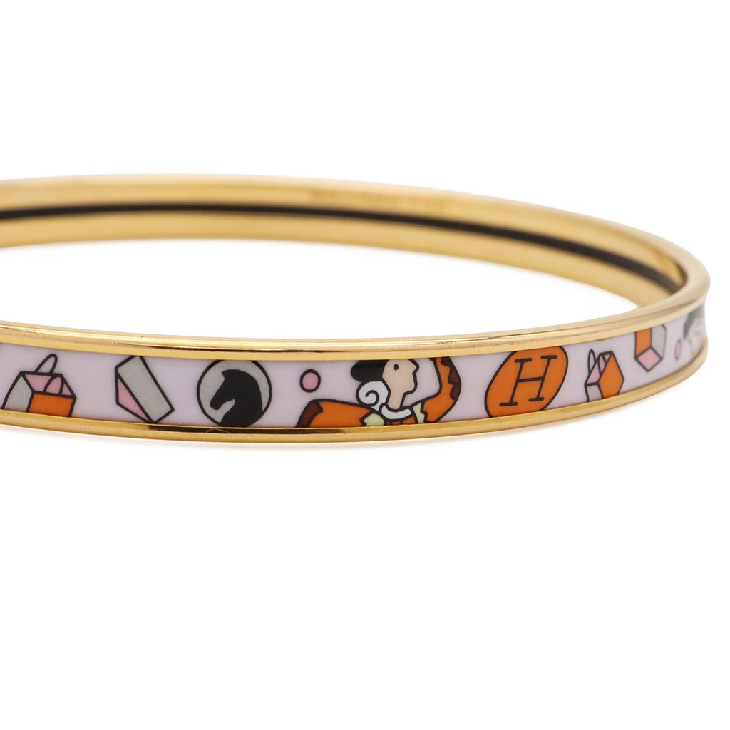 Hermes Extra Fan Bangle Bracelet White Orange Gold — view 3