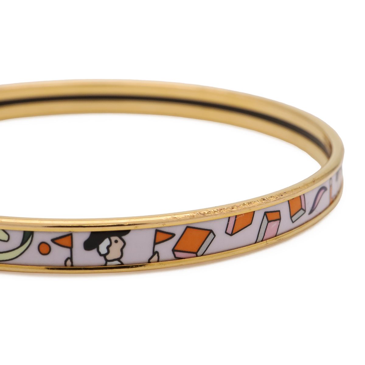 Hermes Extra Fan Bangle Bracelet White Orange Gold — view 4