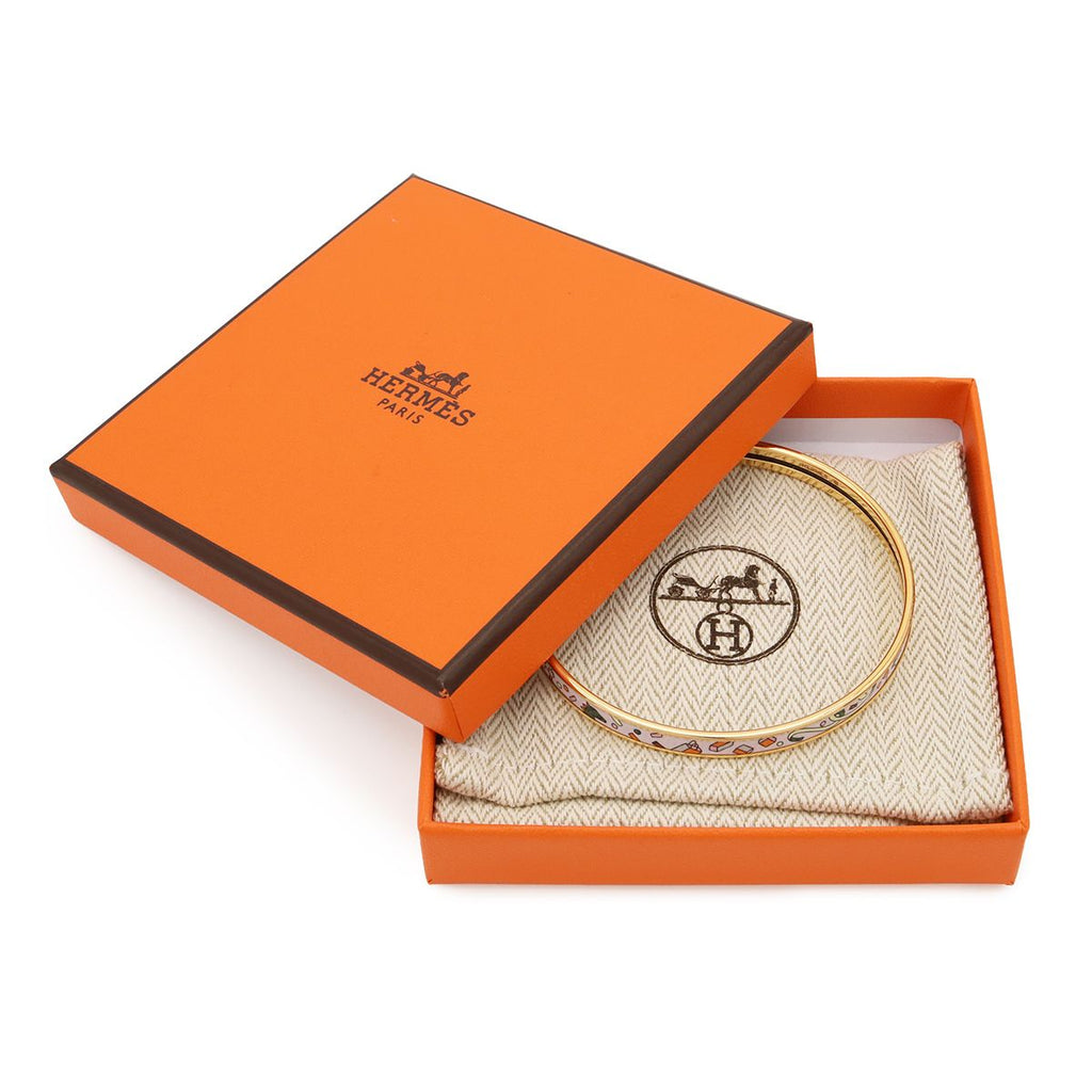 Hermes Extra Fan Bangle Bracelet White Orange Gold — view 7