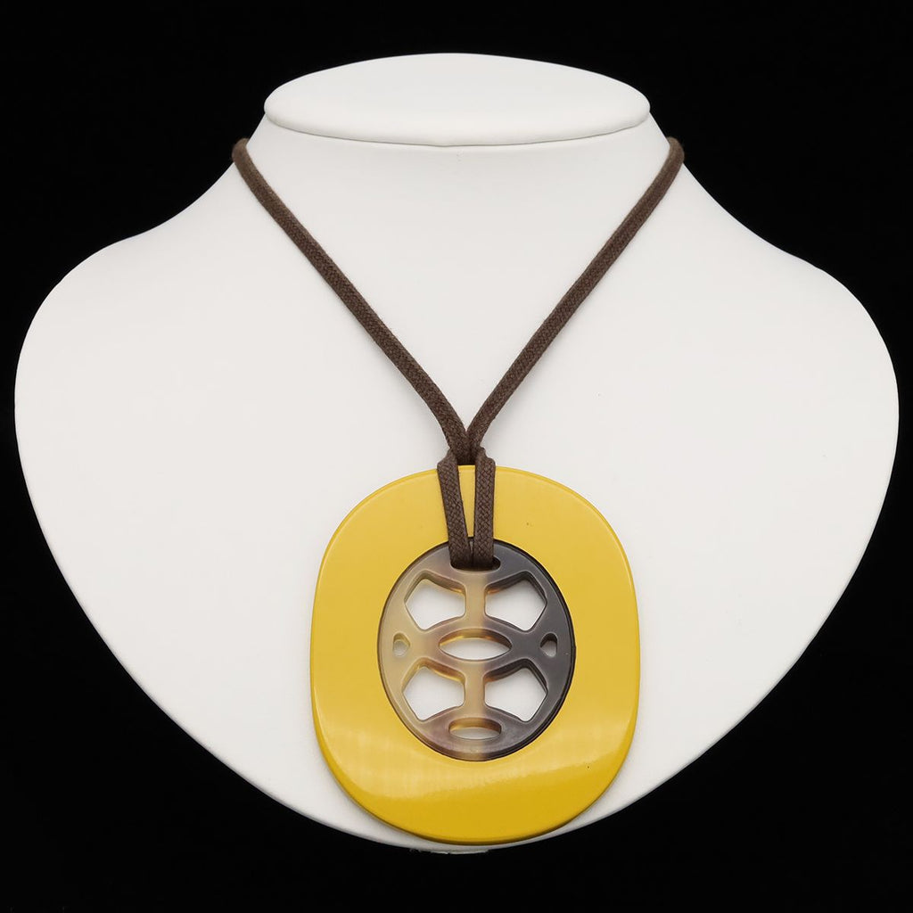 Hermes Lift PM Pendant Buffalo Horn Lacquer Yellow Brown — view 6