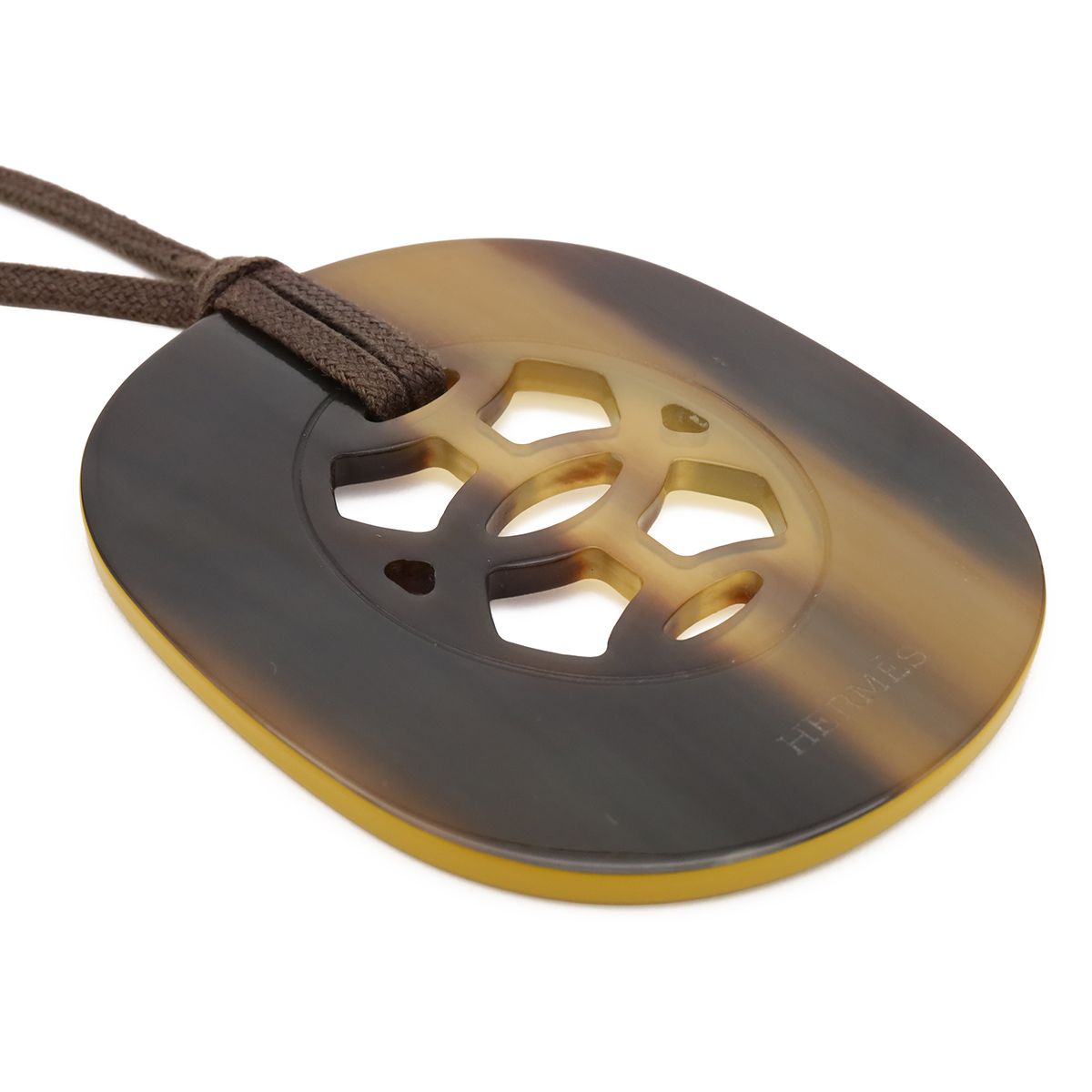 Hermes Lift PM Pendant Buffalo Horn Lacquer Yellow Brown — view 4