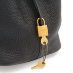 Hermes Picotin Lock MM Tote Taurillon Clemence Leather Black Gold — view 9