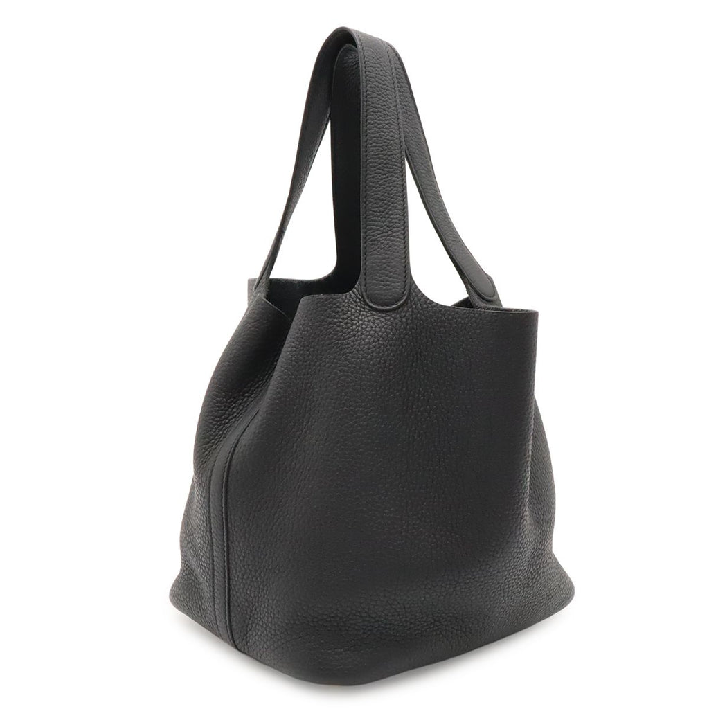 Hermes Picotin Lock MM Tote Taurillon Clemence Leather Black Gold — view 2