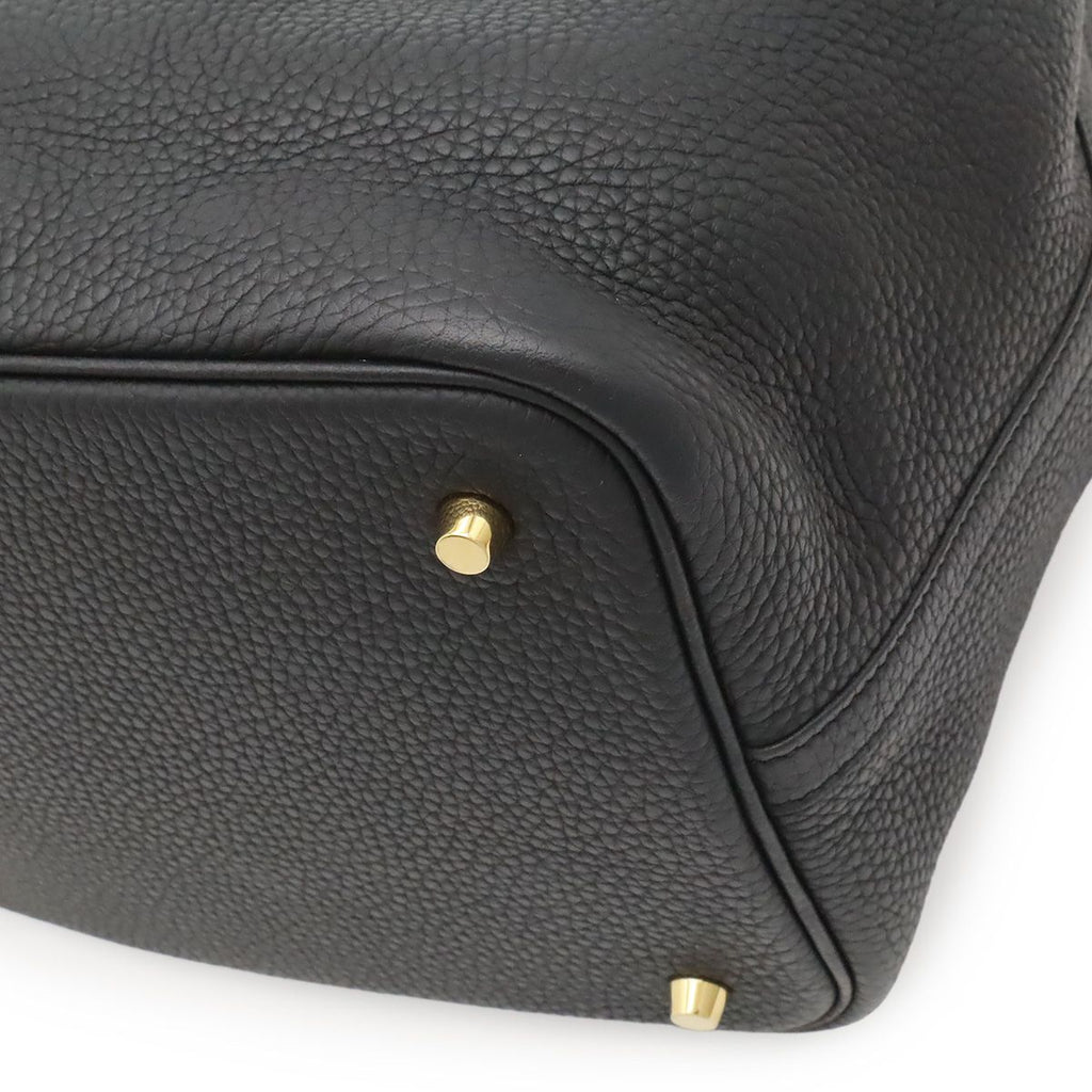 Hermes Picotin Lock MM Tote Taurillon Clemence Leather Black Gold — view 3