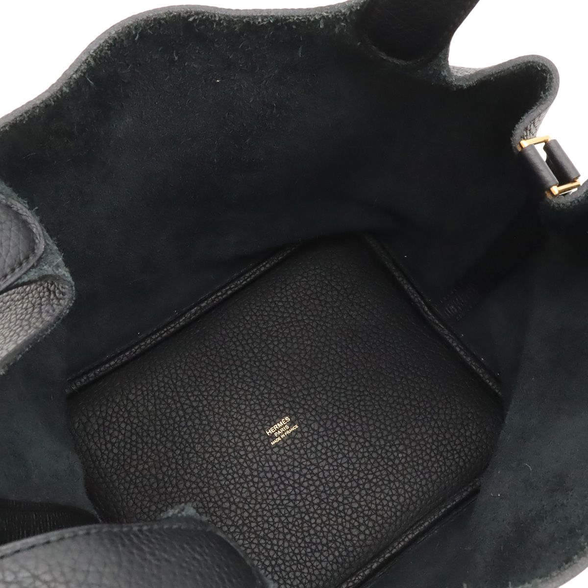 Hermes Picotin Lock MM Tote Taurillon Clemence Leather Black Gold — view 6