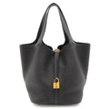 Hermes Picotin Lock MM Tote Taurillon Clemence Leather Black Gold