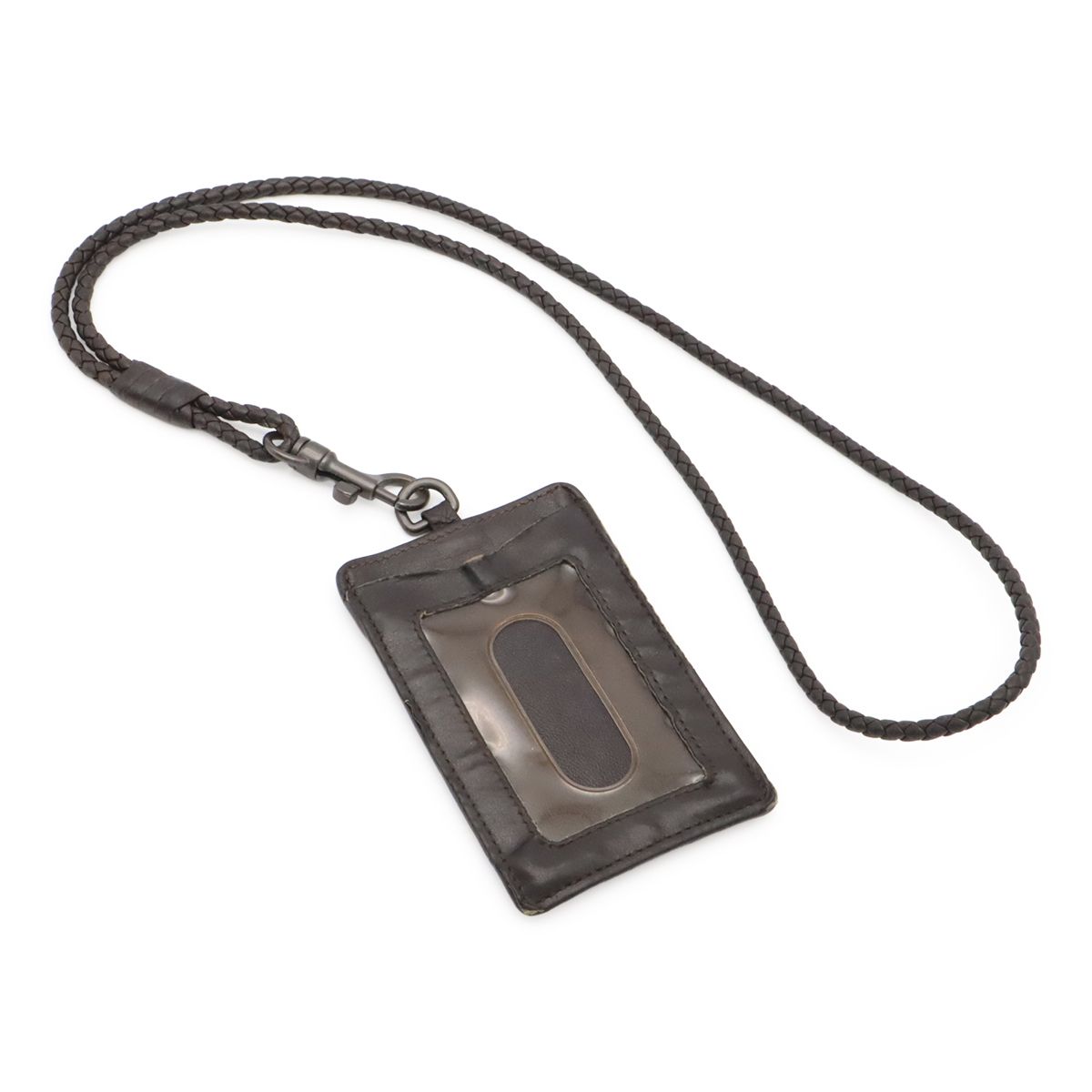 Bottega Veneta Intrecciato Pass Case ID with Neck Strap Leather Dark Brown — view 2