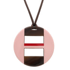 Hermes Equipe Necklace Buffalo Horn Lacquer Pink Red Dark Brown
