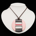 Hermes Equipe Necklace Buffalo Horn Lacquer Pink Red Dark Brown — view 6