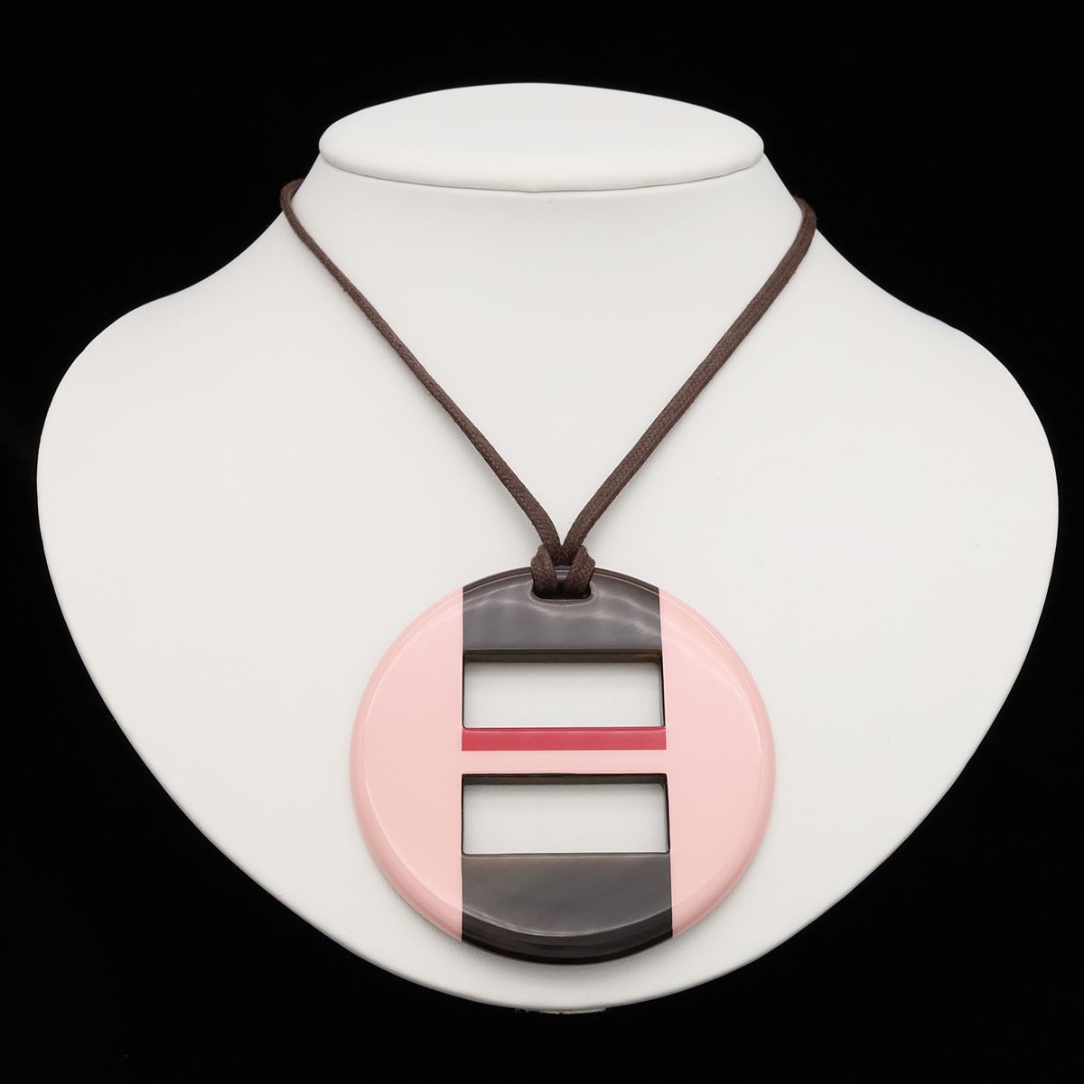 Hermes Equipe Necklace Buffalo Horn Lacquer Pink Red Dark Brown — view 6