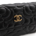 Chanel Camellia Embossed CC Logo Card Case Business Holder Caviar Leather Black — view 4