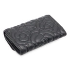 Chanel Camellia Embossed CC Logo Card Case Business Holder Caviar Leather Black — view 2