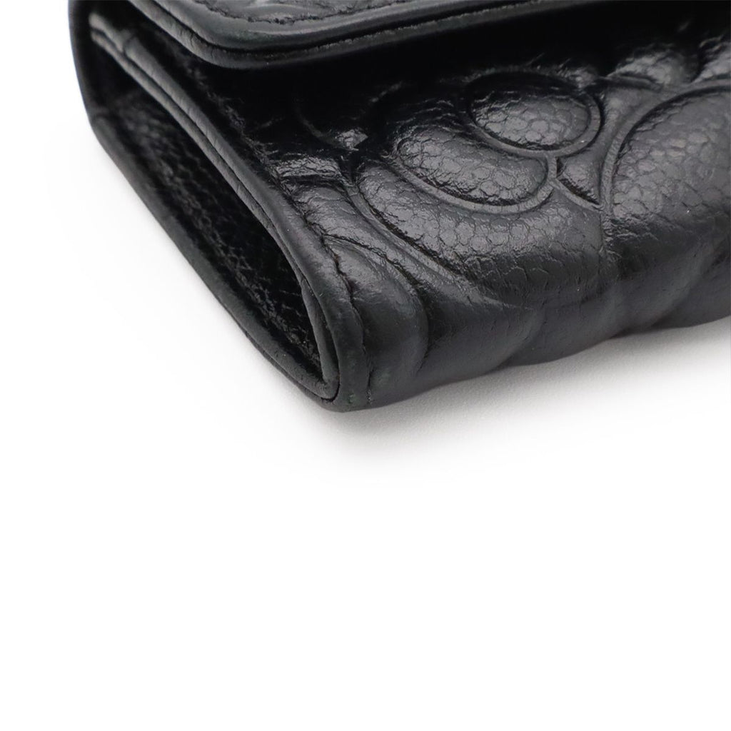Chanel Camellia Embossed CC Logo Card Case Business Holder Caviar Leather Black — view 3