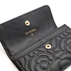 Chanel Camellia Embossed CC Logo Card Case Business Holder Caviar Leather Black — view 5