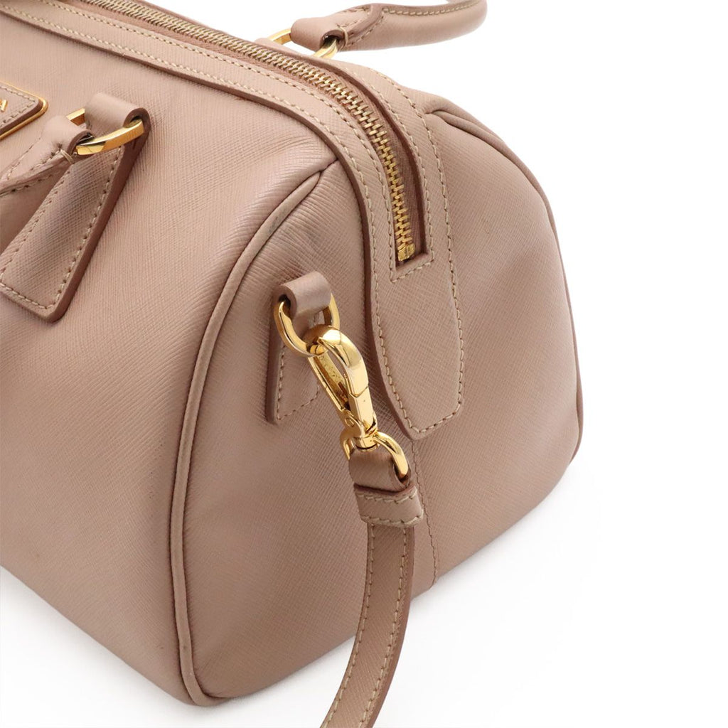 Prada Triangle Logo Saffiano Mini Boston Bag 2-Way Leather Cammeo Overseas — view 8