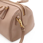 Prada Triangle Logo Saffiano Mini Boston Bag 2-Way Leather Cammeo Overseas — view 8