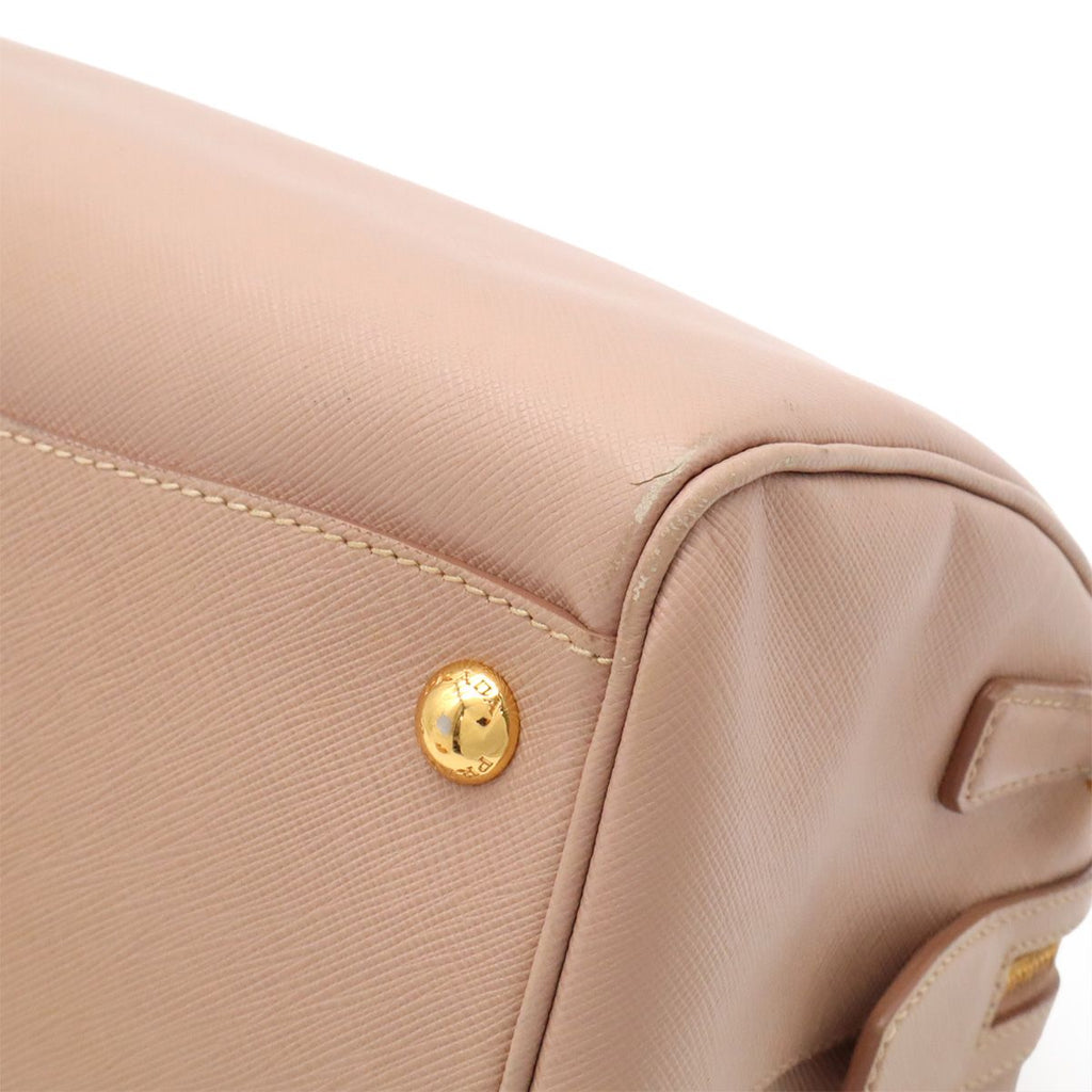 Prada Triangle Logo Saffiano Mini Boston Bag 2-Way Leather Cammeo Overseas — view 3