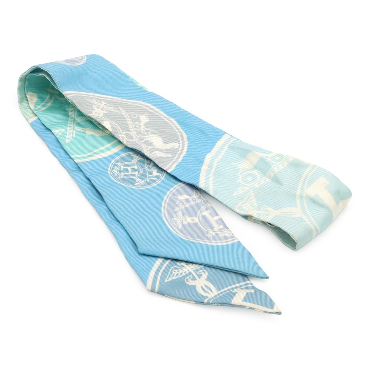 Hermes Twill Scarf Bag Ex Libris les Confettis Ex Confetti Silk 100% Blue — view 2