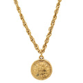 Chanel 31 Rue Cambon Coin Motif Round Plate Vintage Chain Pendant Gold