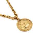 Chanel 31 Rue Cambon Coin Motif Round Plate Vintage Chain Pendant Gold — view 3