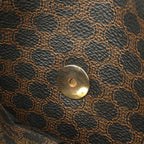 Celine Macadam Pattern Shoulder Bag Pochette Crossbody Leather Black Dark Brown — view 9