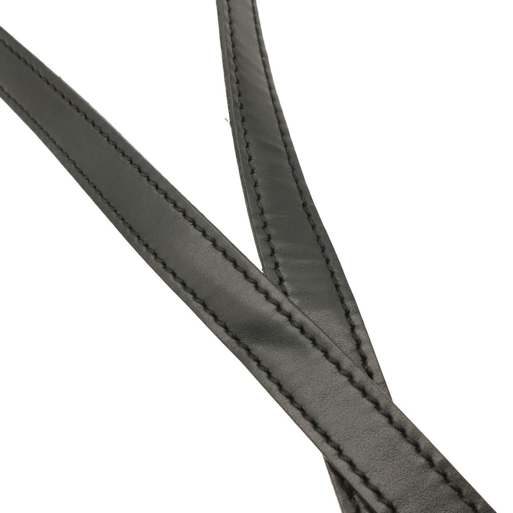 Celine Macadam Pattern Shoulder Bag Pochette Crossbody Leather Black Dark Brown — view 4