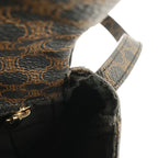 Celine Macadam Pattern Shoulder Bag Pochette Crossbody Leather Black Dark Brown — view 7