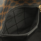 Celine Macadam Pattern Shoulder Bag Pochette Crossbody Leather Black Dark Brown — view 8