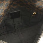 Celine Macadam Pattern Shoulder Bag Pochette Crossbody Leather Black Dark Brown — view 5