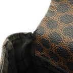 Celine Macadam Pattern Shoulder Bag Pochette Crossbody Leather Black Dark Brown — view 6