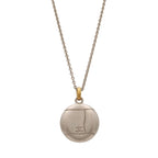 Chanel CC Logo Round Plate Vintage Chain Pendant Metal Silver