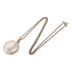 Chanel CC Logo Round Plate Vintage Chain Pendant Metal Silver — view 2