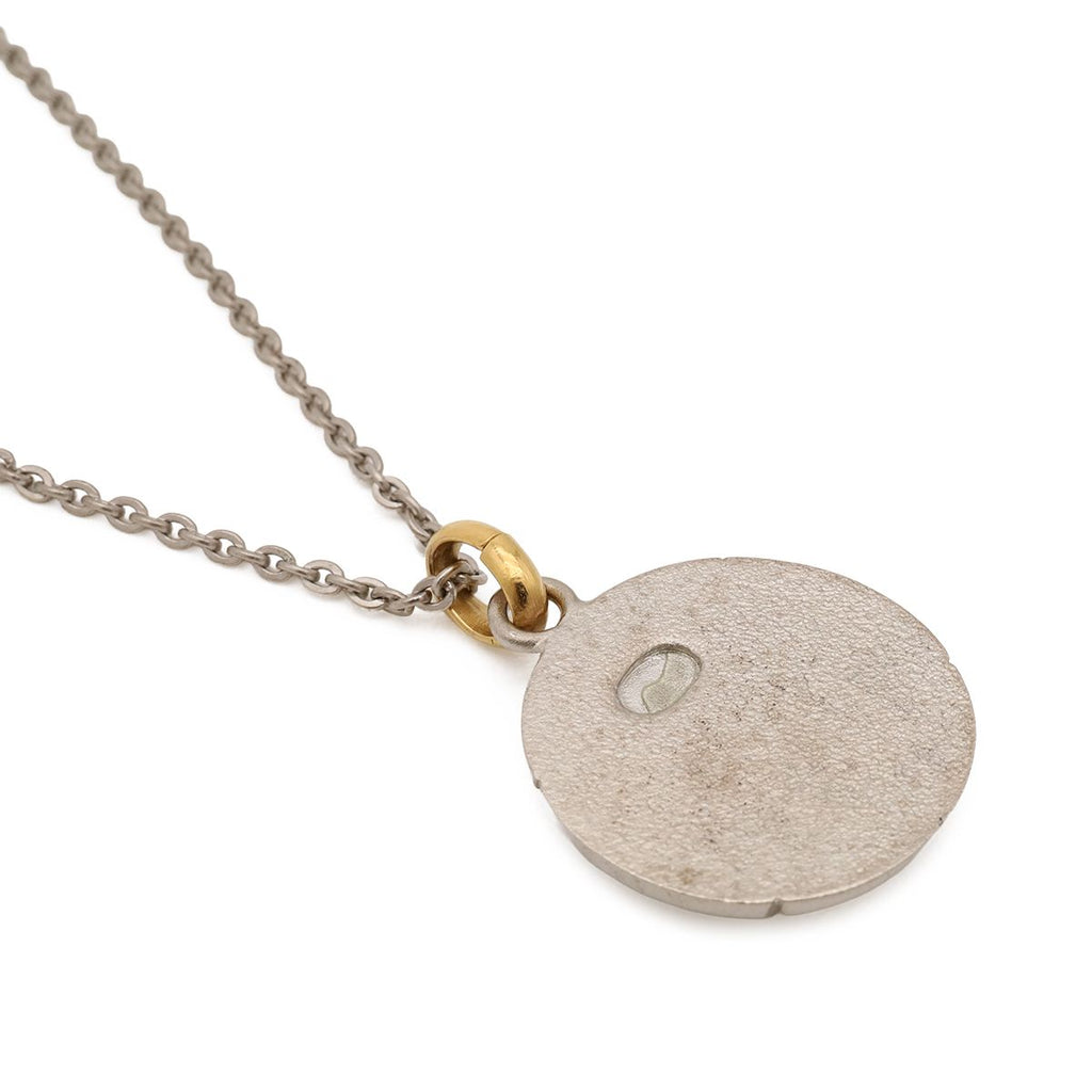 Chanel CC Logo Round Plate Vintage Chain Pendant Metal Silver — view 4