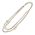 Chanel CC Logo CC Mark Star Double Chain Pendant Faux Pearl Gold White — view 2