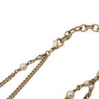 Chanel CC Logo CC Mark Star Double Chain Pendant Faux Pearl Gold White — view 4