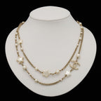 Chanel CC Logo CC Mark Star Double Chain Pendant Faux Pearl Gold White — view 7