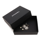 Chanel CC Logo Bijou Pearl Earrings Swing Metal Faux Silver White — view 7