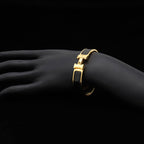 Hermes Click PM Ash Bracelet Bangle Enamel Gold Plated Black — view 6