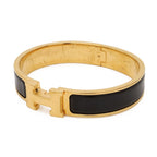 Hermes Click PM Ash Bracelet Bangle Enamel Gold Plated Black — view 2